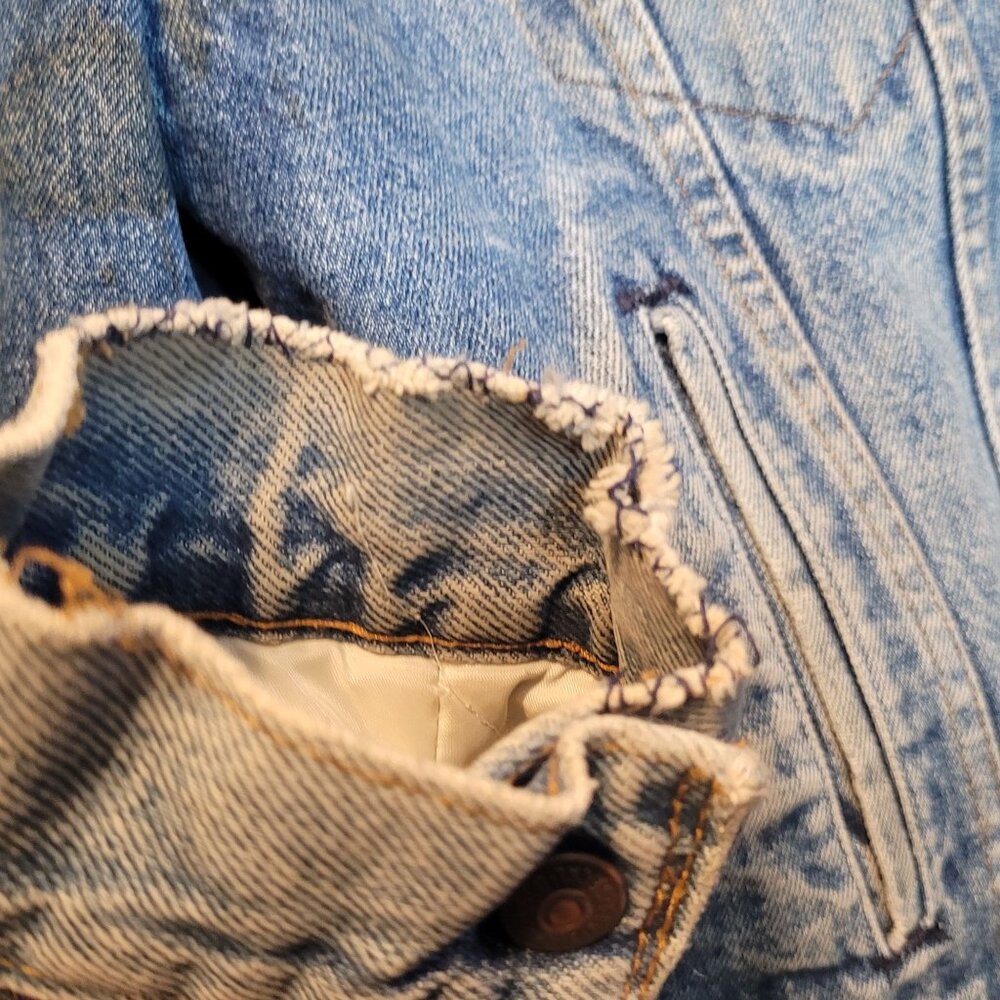 Vintage 70s 80s Levi Strauss Denim Trucker Jacket Sherpa Fleece Lining Adult Lrg - Picture 4 of 12